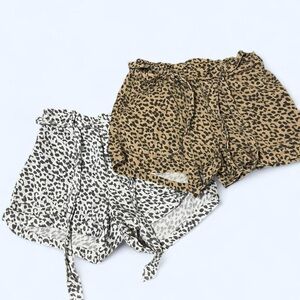 Aerie Leopard Print  Shorts Bundle Set -white and brown